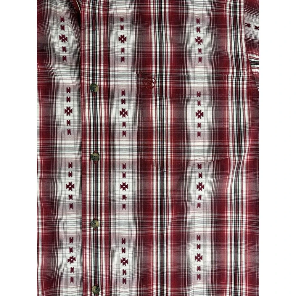 Ariat Pro Series Wilfred Shirt Mens M Red Plaid Western Button Down Long Sleeve - Picture 4 of 9
